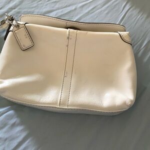Coach White Leather Wristlet Pouch Clutch